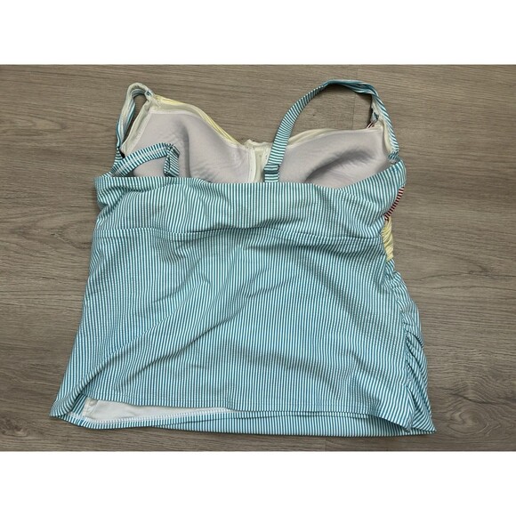 Lands End Pastel Rainbow Seersucker Striped Tankini top Size 22W red yellow swim - Picture 3 of 7